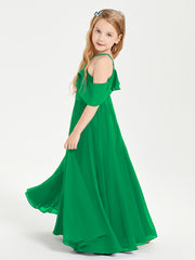 Robes de Demoiselle d'Honneur Junior Longues à Hors de l'Épaule Emeraude