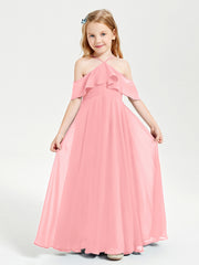 Robes de Demoiselle d'Honneur Junior Longues à Hors de l'Épaule Flamant