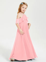 Robes de Demoiselle d'Honneur Junior Longues à Hors de l'Épaule Flamant