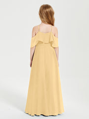 Robes de Demoiselle d'Honneur Junior Longues à Hors de l'Épaule Or