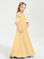 Robes de Demoiselle d'Honneur Junior Longues à Hors de l'Épaule Or