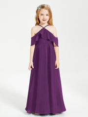 Robes de Demoiselle d'Honneur Junior Longues à Hors de l'Épaule Raisin