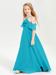Robes de Demoiselle d'Honneur Junior Longues à Hors de l'Épaule Jade