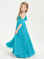 Robes de Demoiselle d'Honneur Junior Longues à Hors de l'Épaule Jade