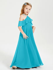 Robes de Demoiselle d'Honneur Junior Longues à Hors de l'Épaule Jade