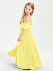 Robes de Demoiselle d'Honneur Junior Longues à Hors de l'Épaule Citron