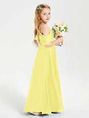 Robes de Demoiselle d'Honneur Junior Longues à Hors de l'Épaule Citron