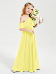 Robes de Demoiselle d'Honneur Junior Longues à Hors de l'Épaule Citron