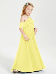 Robes de Demoiselle d'Honneur Junior Longues à Hors de l'Épaule Citron