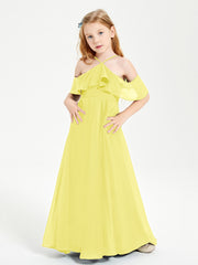 Robes de Demoiselle d'Honneur Junior Longues à Hors de l'Épaule Citron