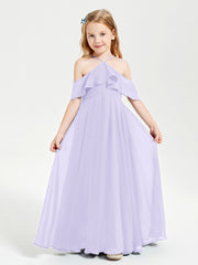 Robes de Demoiselle d'Honneur Junior Longues à Hors de l'Épaule Lilas