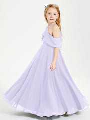 Robes de Demoiselle d'Honneur Junior Longues à Hors de l'Épaule Lilas