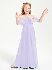 Robes de Demoiselle d'Honneur Junior Longues à Hors de l'Épaule Lilas