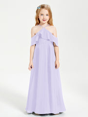 Robes de Demoiselle d'Honneur Junior Longues à Hors de l'Épaule Lilas
