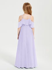 Robes de Demoiselle d'Honneur Junior Longues à Hors de l'Épaule Lilas