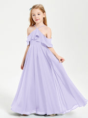 Robes de Demoiselle d'Honneur Junior Longues à Hors de l'Épaule Lilas
