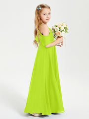 Robes de Demoiselle d'Honneur Junior Longues à Hors de l'Épaule Vert Citron