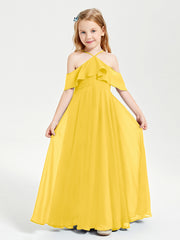 Robes de Demoiselle d'Honneur Junior Longues à Hors de l'Épaule Souci