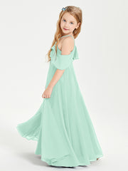 Robes de Demoiselle d'Honneur Junior Longues à Hors de l'Épaule Vert Menthe