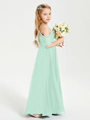 Robes de Demoiselle d'Honneur Junior Longues à Hors de l'Épaule Vert Menthe