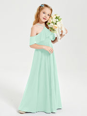 Robes de Demoiselle d'Honneur Junior Longues à Hors de l'Épaule Vert Menthe
