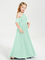 Robes de Demoiselle d'Honneur Junior Longues à Hors de l'Épaule Vert Menthe