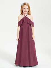 Robes de Demoiselle d'Honneur Junior Longues à Hors de l'Épaule Mûre