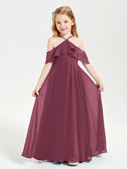 Robes de Demoiselle d'Honneur Junior Longues à Hors de l'Épaule Mûre