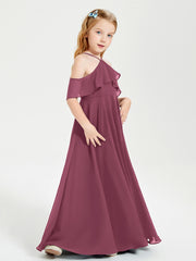 Robes de Demoiselle d'Honneur Junior Longues à Hors de l'Épaule Mûre