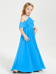 Robes de Demoiselle d'Honneur Junior Longues à Hors de l'Épaule Bleu Océan