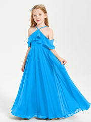 Robes de Demoiselle d'Honneur Junior Longues à Hors de l'Épaule Bleu Océan