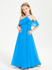 Robes de Demoiselle d'Honneur Junior Longues à Hors de l'Épaule Bleu Océan