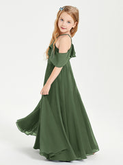Robes de Demoiselle d'Honneur Junior Longues à Hors de l'Épaule Olive Verte