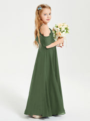 Robes de Demoiselle d'Honneur Junior Longues à Hors de l'Épaule Olive Verte