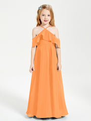 Robes de Demoiselle d'Honneur Junior Longues à Hors de l'Épaule Orange