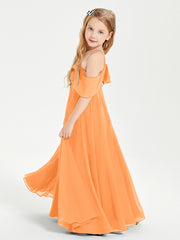 Robes de Demoiselle d'Honneur Junior Longues à Hors de l'Épaule Orange