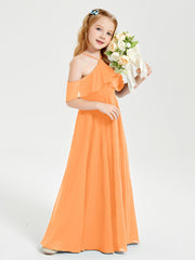 Robes de Demoiselle d'Honneur Junior Longues à Hors de l'Épaule Orange