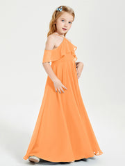 Robes de Demoiselle d'Honneur Junior Longues à Hors de l'Épaule Orange