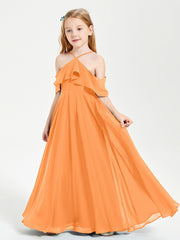Robes de Demoiselle d'Honneur Junior Longues à Hors de l'Épaule Orange