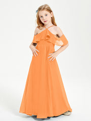 Robes de Demoiselle d'Honneur Junior Longues à Hors de l'Épaule Orange