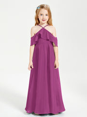 Robes de Demoiselle d'Honneur Junior Longues à Hors de l'Épaule Orchidee