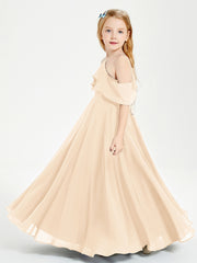 Robes de Demoiselle d'Honneur Junior Longues à Hors de l'Épaule Pêche