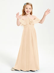 Robes de Demoiselle d'Honneur Junior Longues à Hors de l'Épaule Pêche
