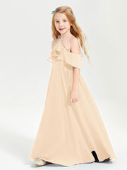 Robes de Demoiselle d'Honneur Junior Longues à Hors de l'Épaule Pêche