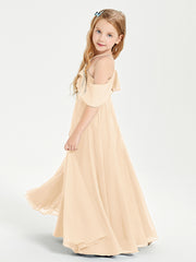 Robes de Demoiselle d'Honneur Junior Longues à Hors de l'Épaule Pêche