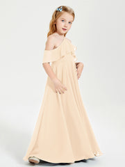 Robes de Demoiselle d'Honneur Junior Longues à Hors de l'Épaule Pêche