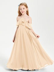 Robes de Demoiselle d'Honneur Junior Longues à Hors de l'Épaule Pêche