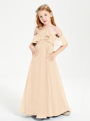 Robes de Demoiselle d'Honneur Junior Longues à Hors de l'Épaule Pêche