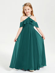 Robes de Demoiselle d'Honneur Junior Longues à Hors de l'Épaule Paon