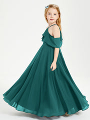 Robes de Demoiselle d'Honneur Junior Longues à Hors de l'Épaule Paon